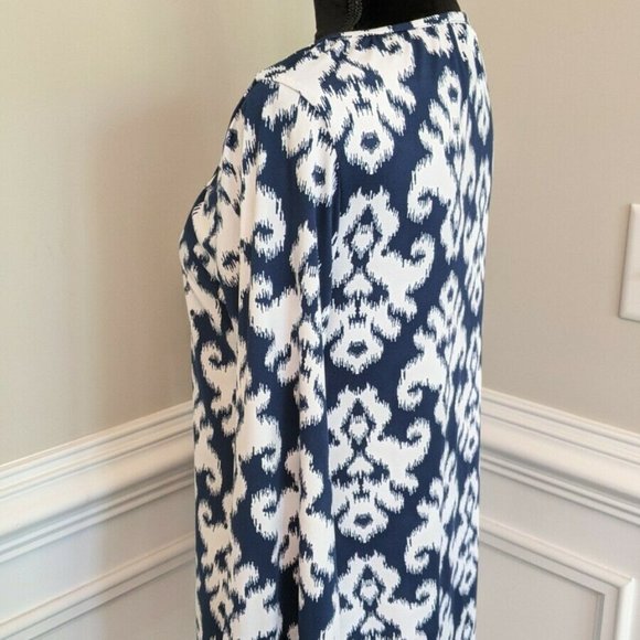 MUD PIE Tunic Dress V-Neck Balloon Sleeve Chevron - Picture 4 of 4